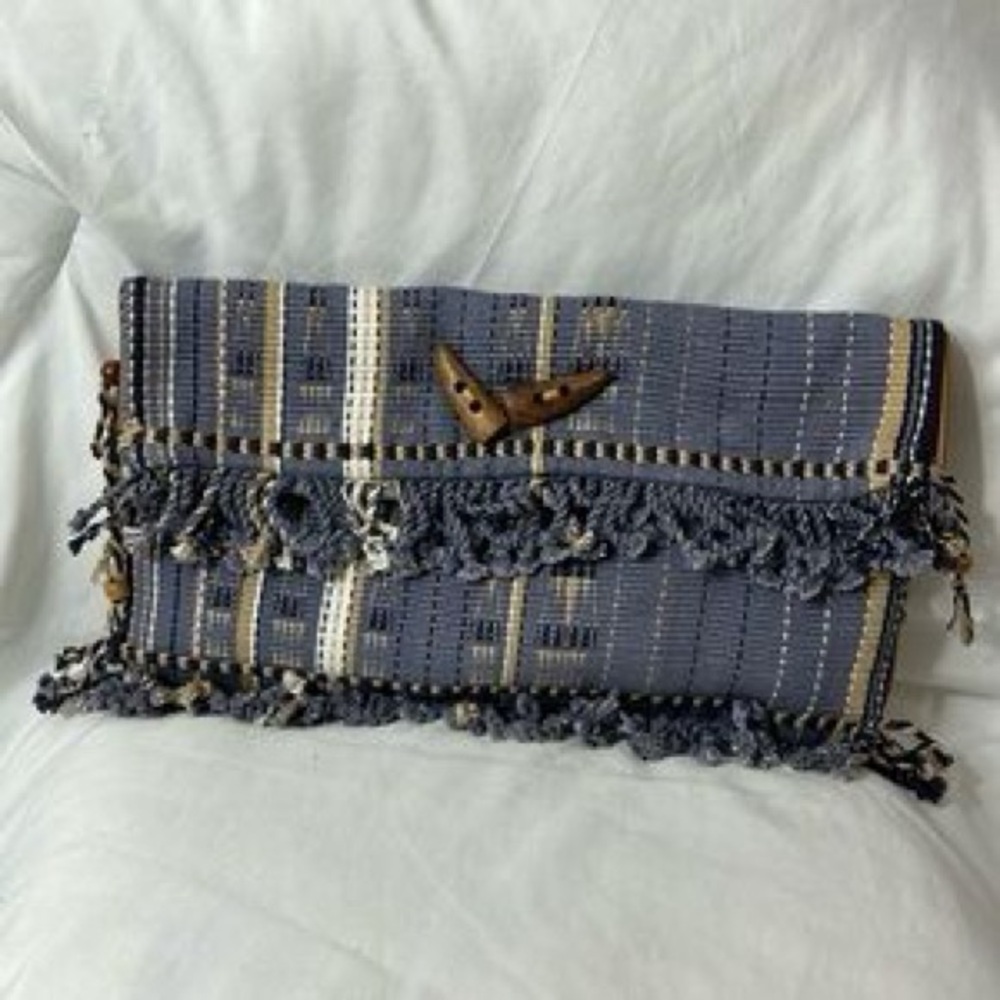 Artisan Woven Gray Clutch